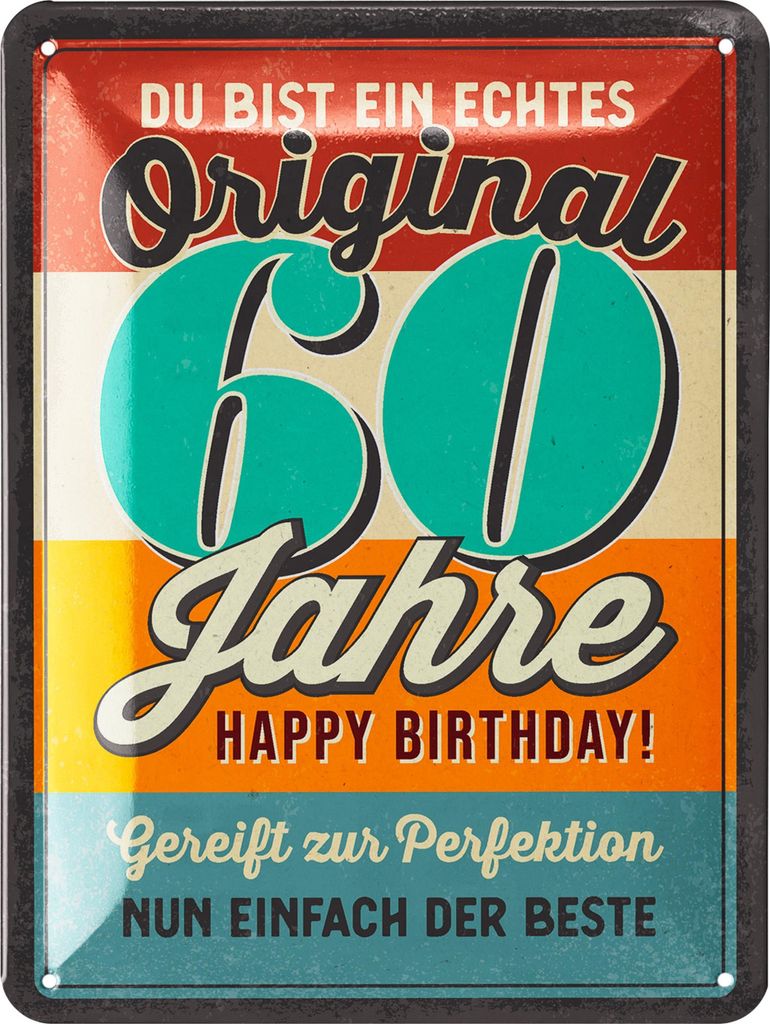 LANOLU Blechschild 60 Schild Geburtstag - 60er Schild ORIGINAL - Deko 60 Geburtstag Mann, 60 Geburtstag Deko, lustiges Geburtstagsschild