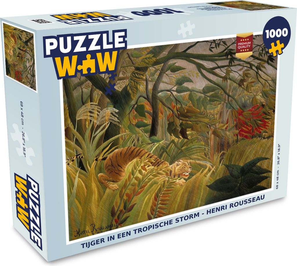 MuchoWow Puzzle 1000 Teile Tiger in einem tropischen Sturm - Henri Rousseau - Erwachsene - Rätsel
