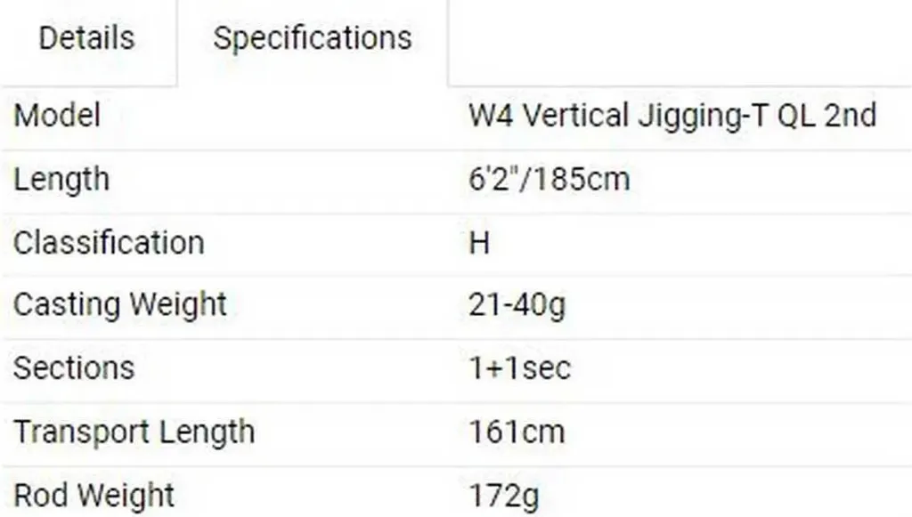 Canne à pêche verticale Westin W4 Vertical Jigging-T QL 185cm XH