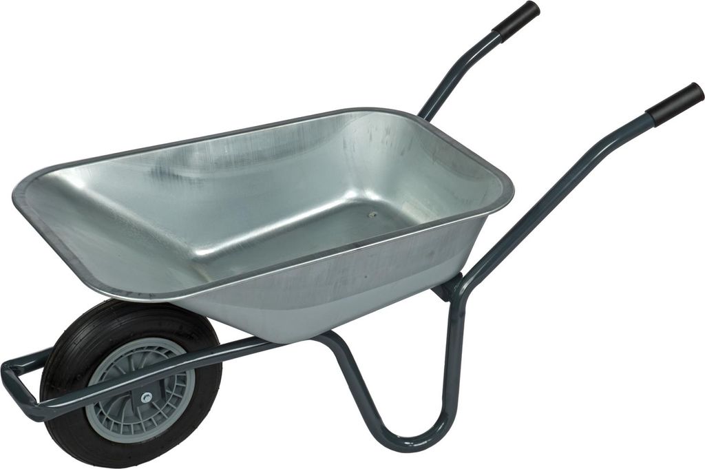 Pro-Bau-Tec Verzinkte Stahl Gartenschubkarre 85L Tiefbettmulde Tragkraft 120kg