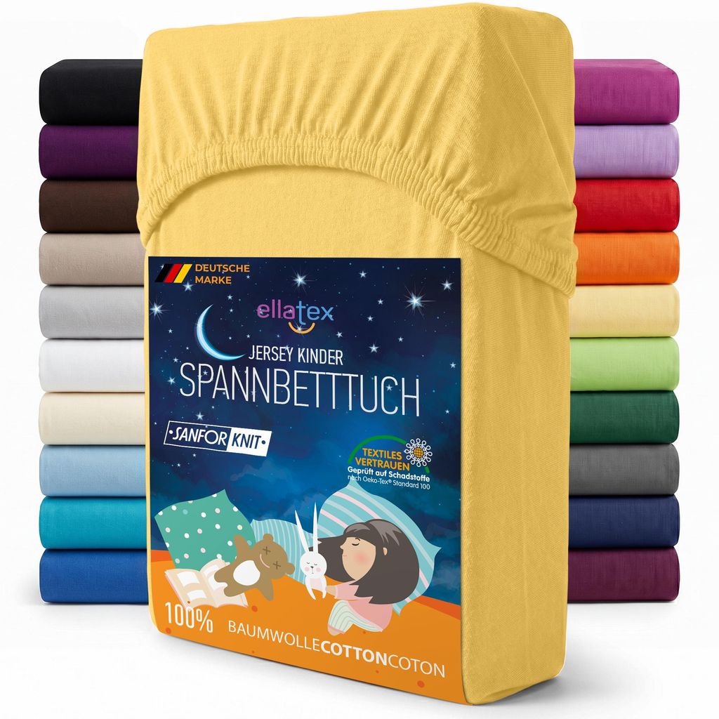 EllaTex Jersey Kinder Spannbettlaken 70x140 Baumwolle – Produktbild 