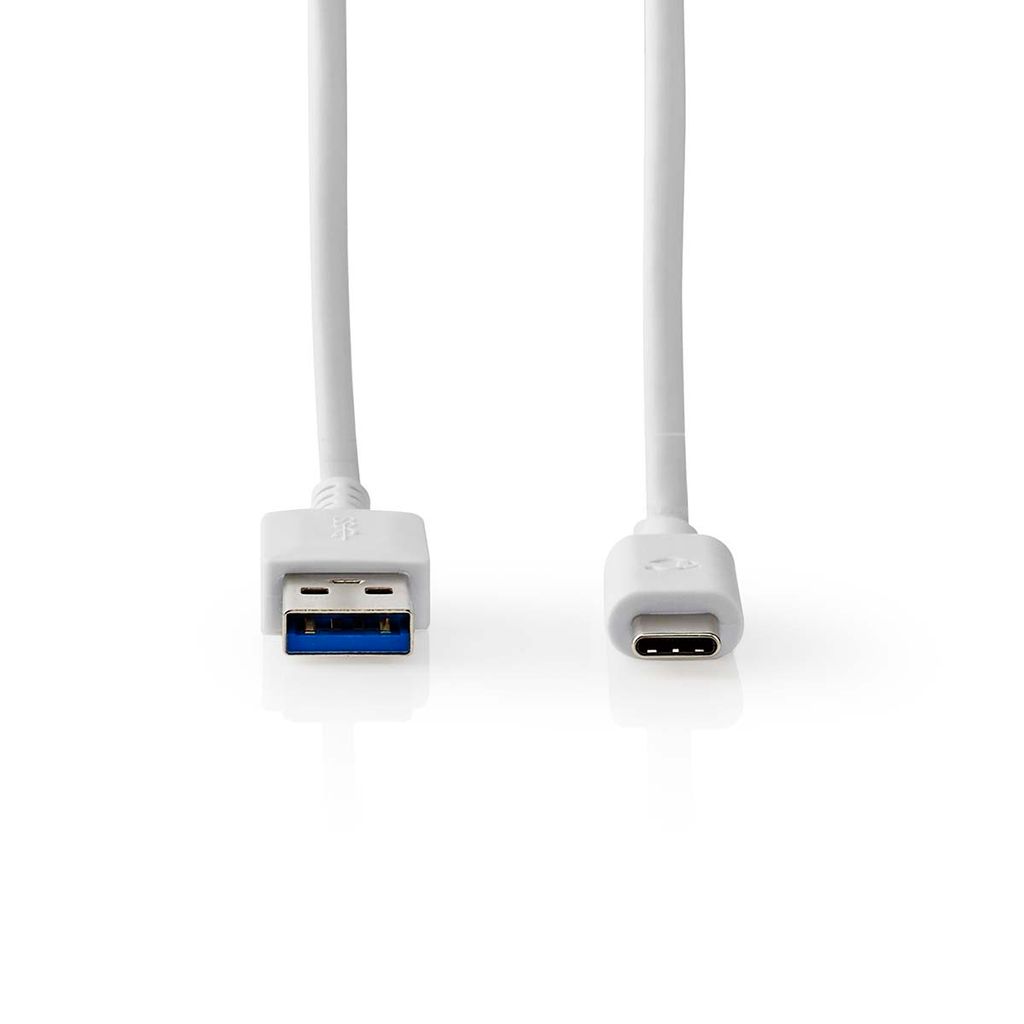 Nedis USB-Kabel - USB 3.2 Gen 1 - USB-A Stecker - USB-C Stecker - 60 W - 5 Gbps - Vernickelt - 1.00 m - Rund - PVC - Weiss - Box