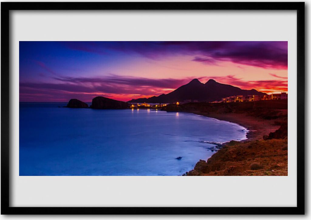 Bild 100x70 MDF-Rahmen Wandkunst Meer, Strand, Berglandschaft