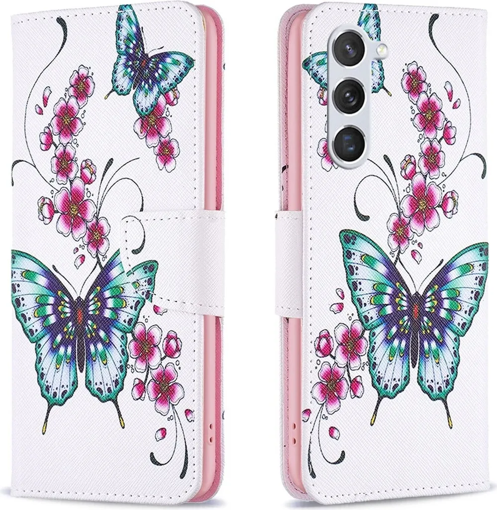 Cover Book Samsung S24 FE Pelle: Custodia Wallet Motif Design Sottile