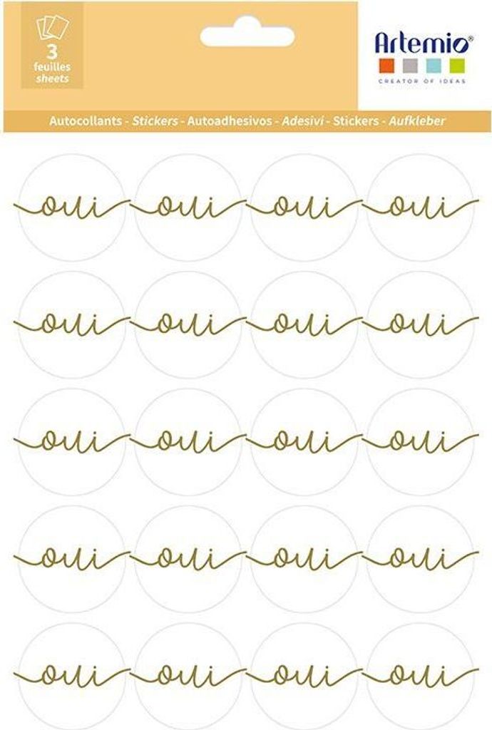 Aufkleber Gold Rund Oui 3 Blatt für Hochzeitseinladung Save the Date Banketttisch Dekoration
