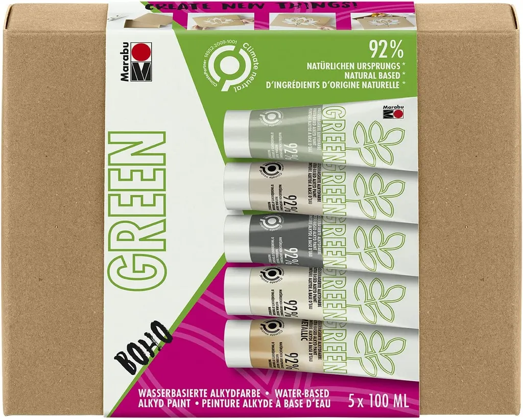 Set Peinture Marabu Green Alkyde Boho biosourcée et finition mate