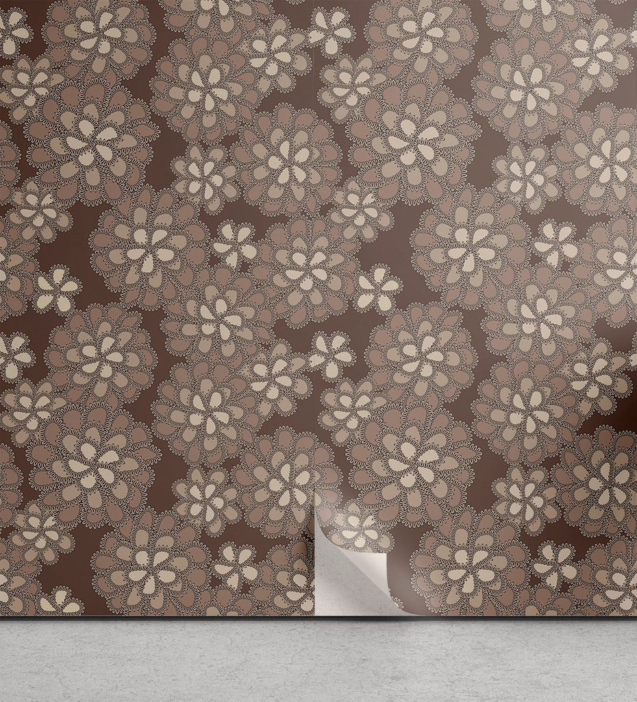ABAKUHAUS Beige abziehbare & klebbare Tapete für Zuhause, Floral-Spitze-Muster Retro, selbstklebendes Wohnzimmer Küchenakzent, 33 cm x 180 cm, Me...