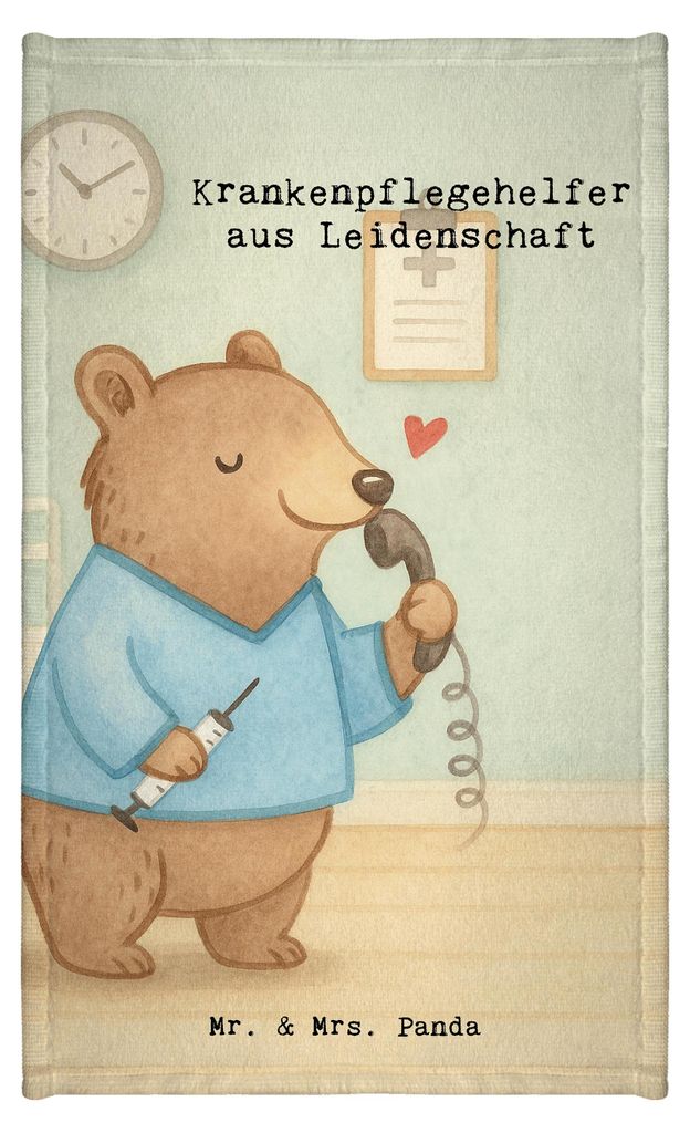 Mr. & Mrs. Panda Handtuch Krankenpflegehelfer Leidenschaft Design - Weiß - Geschenk, gäste wc, Spruch, Ausbildung, Motiv, Lustig, Pflegehelfer, B...