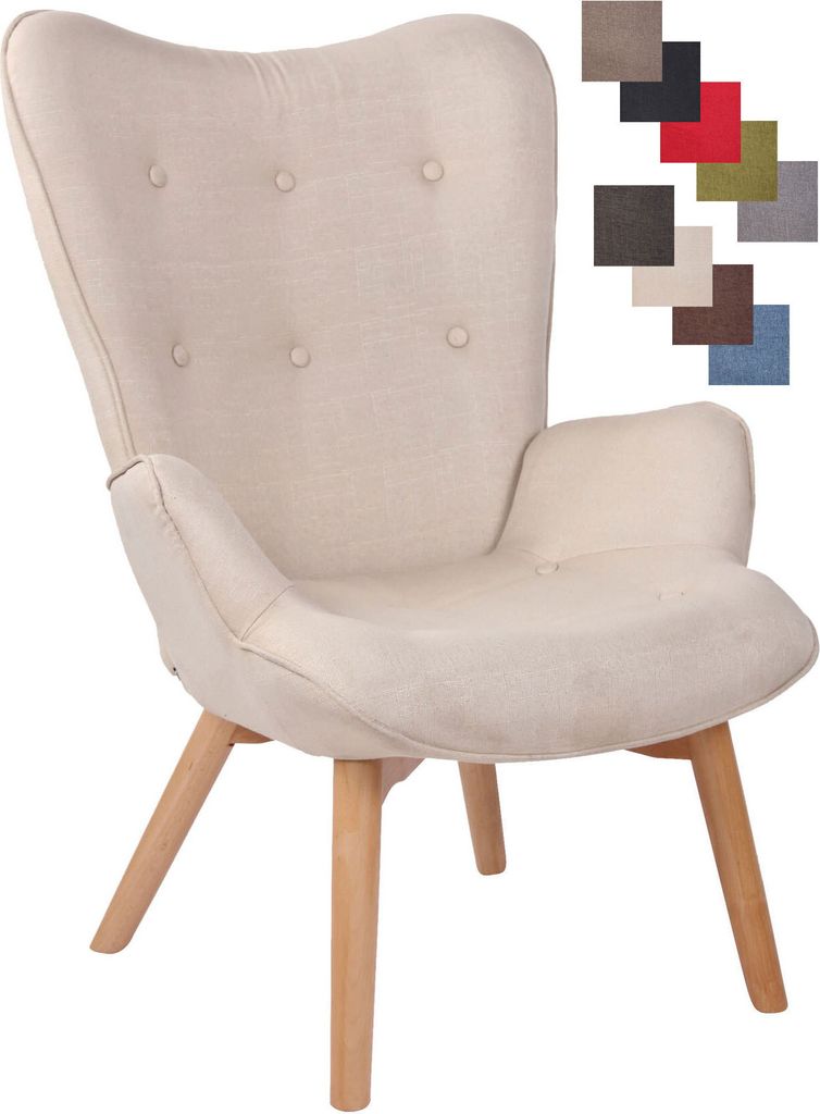 CLP Lounger Durham Stoff mit Buchenholz Gestell creme