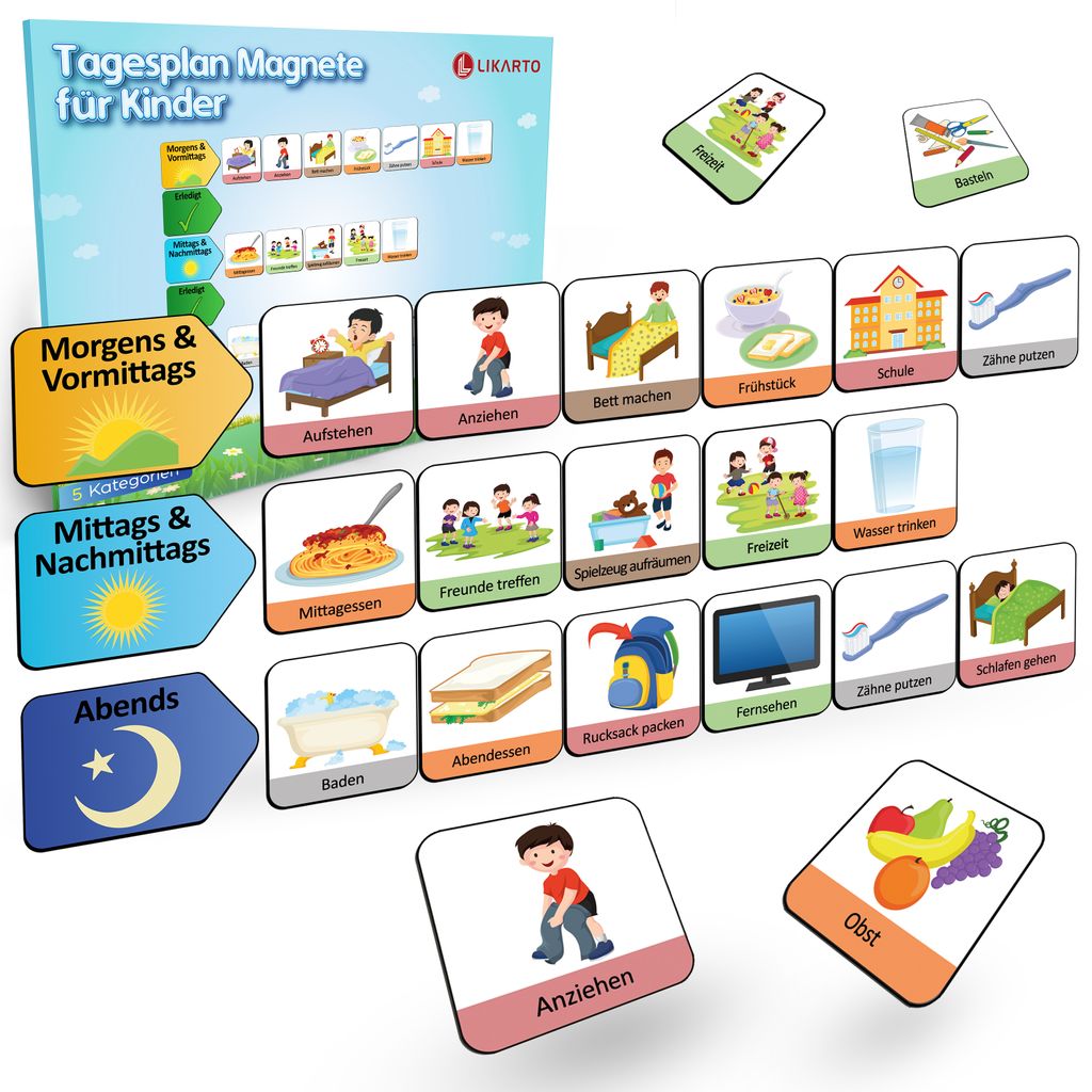 Magnet-Set für Tagesplaner, 150 Magnete zur Tagesplanung - Für alle magnetischen Oberflächen
