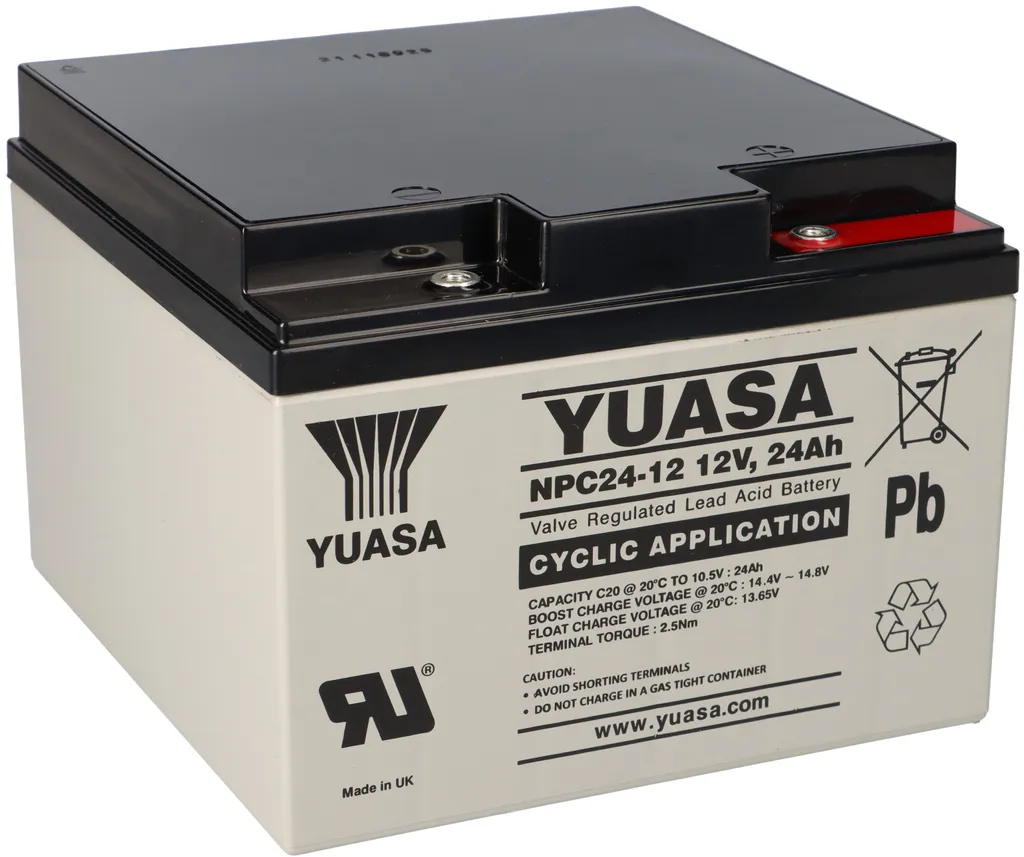 Batterie 12V 24Ah Yuasa NPC24-12I pour Fauteuil et Mobilité Électrique