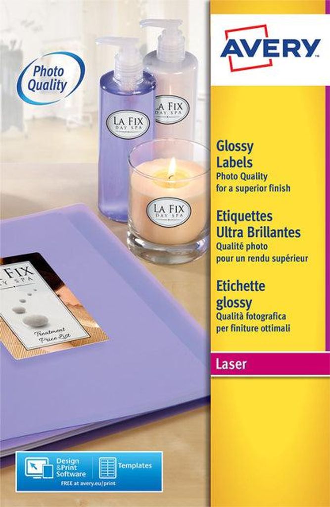 Avery - Etikett L7767-40 210x297mm A4 Hochglanzweiß 40 Etiketten