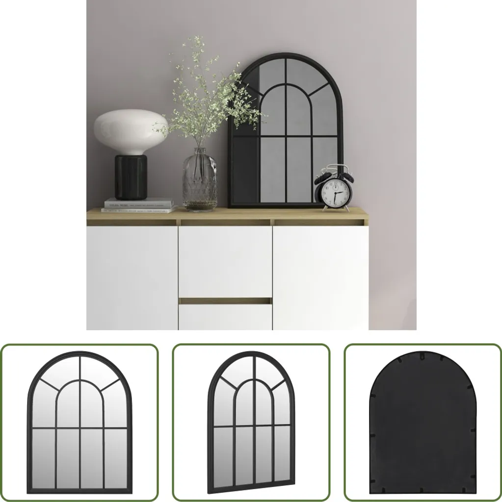 The Living Store Specchio nero 60x45 cm Ferro per interni