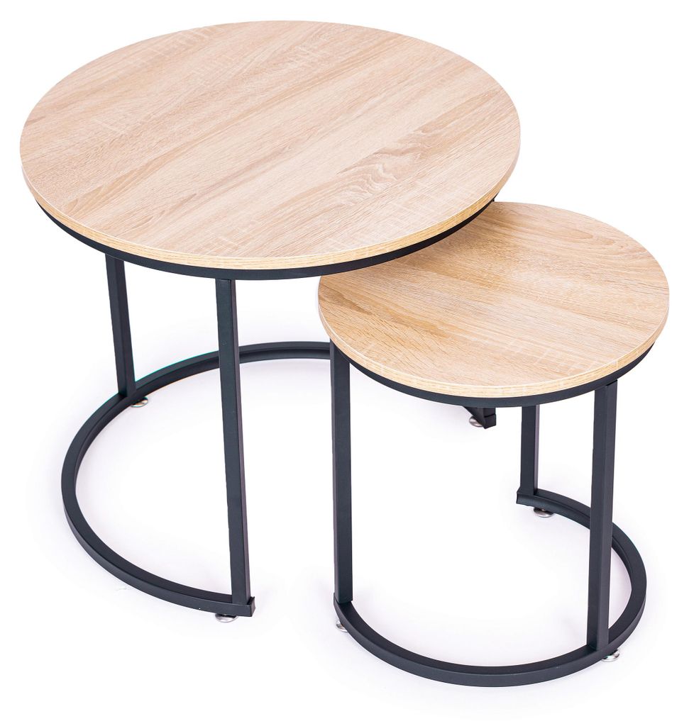 ModernHome PJJCT0111 Beistelltisch-Set, rund, LOFT-Design, Produktbild 