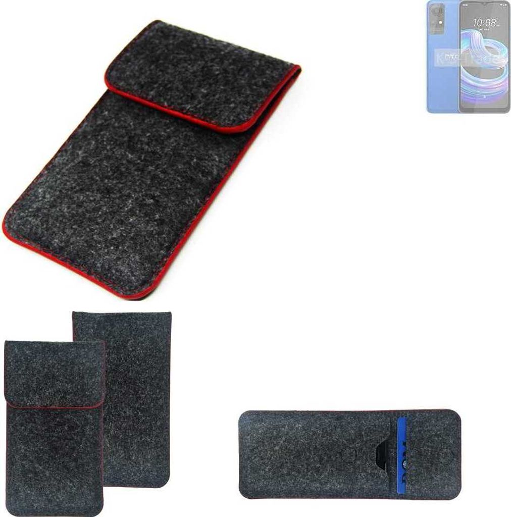 K-S-Trade Handy Schutz Hülle kompatibel mit HTC Wildfire E3 Lite Schutzhülle Handyhülle Filztasche Pouch Tasche Case Sleeve Filzhülle dunkelgrau