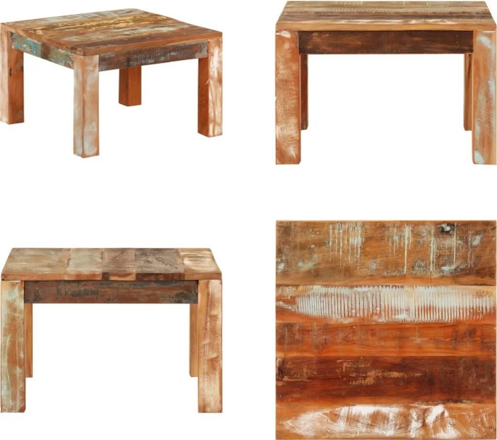 vidaxl Tavolino Basso 55x55 cm Legno Massiccio Antico - Design Retro