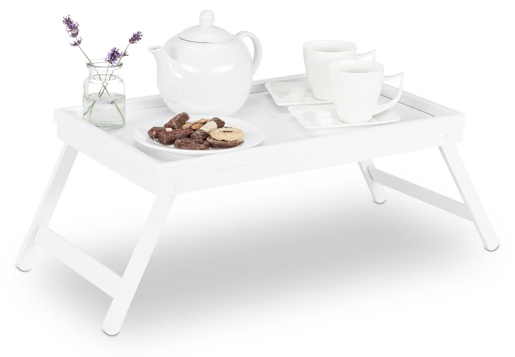 Relaxdays Betttablett Bambus, klappbare Beine, erhöhter Produktbild 