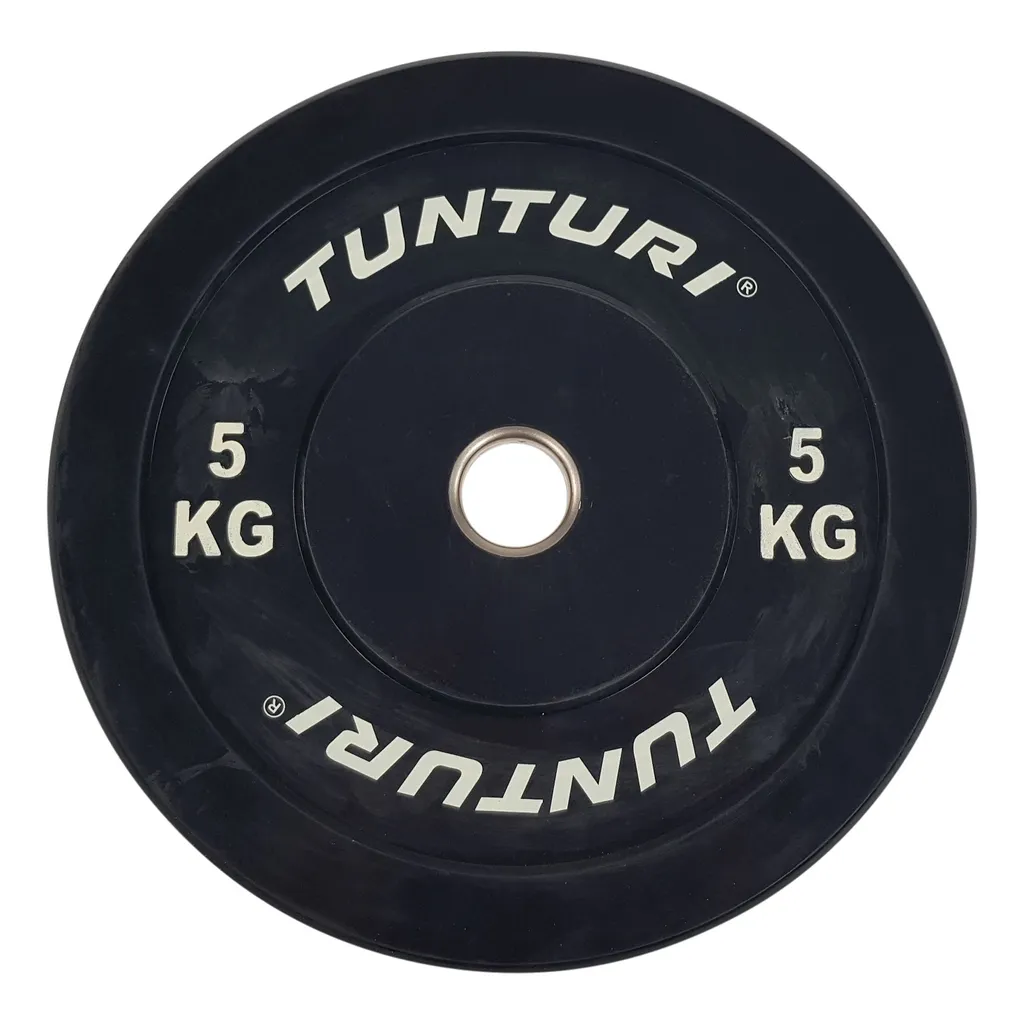 Tunturi Disques de Poids 50 mm en Caoutchouc Noir - Haltères de 5 kg