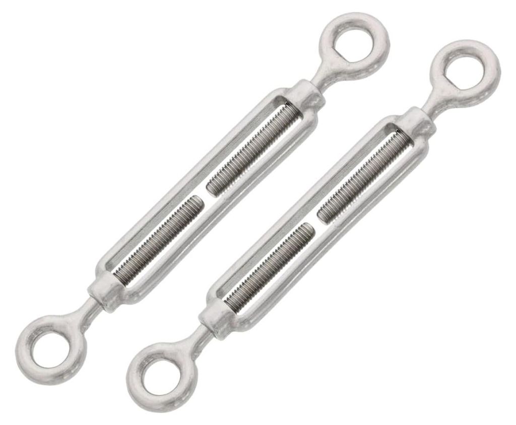 M4-Kabelspanner aus Edelstahl mit zwei Ösen für Markisen, Seile, Gartendraht und Wäscheleinen
