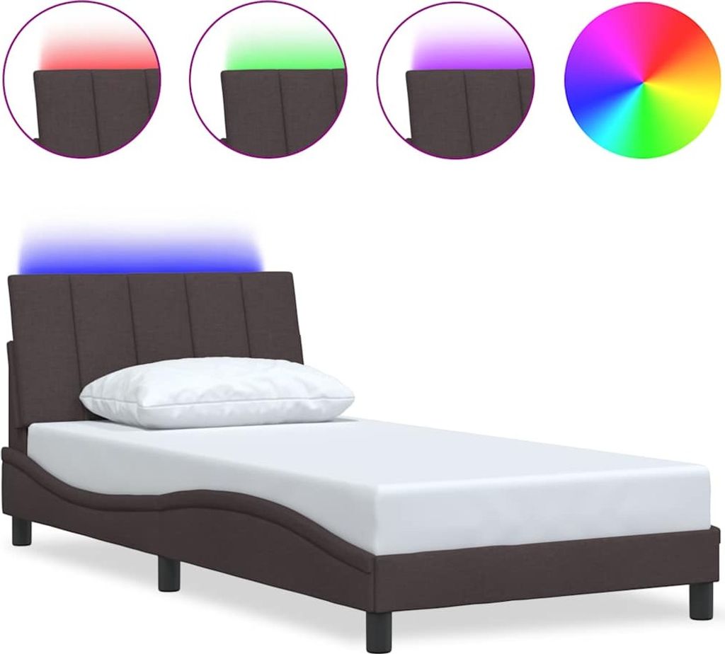 Bettgestell ohne Matratze "Hanko" Dunkelbraun 100x200 cm Stoff