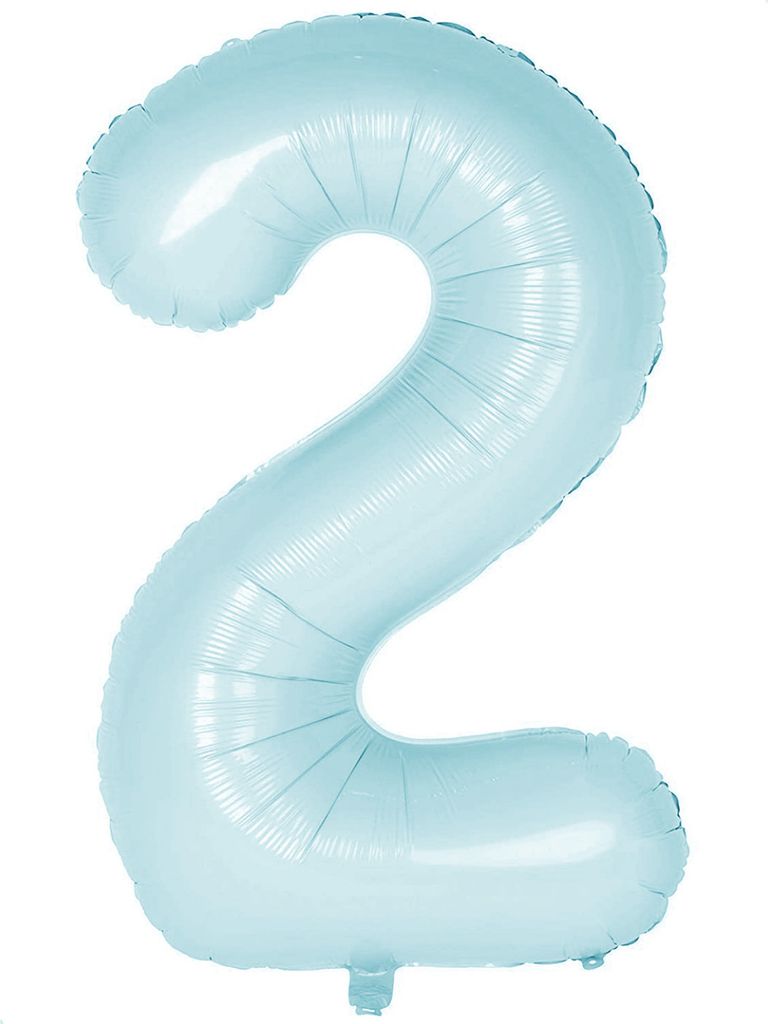 Oblique Unique Folien Luftballon mit Zahl 2 für Kinder Geburtstag Junge Jungen Jubiläum Party Deko Ballon hellblau
