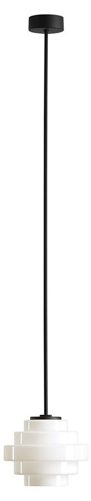 Pendelleuchte Metall Glas rund D: 14 cm H: max. 101 cm Schwarz Weiß G9 Modern