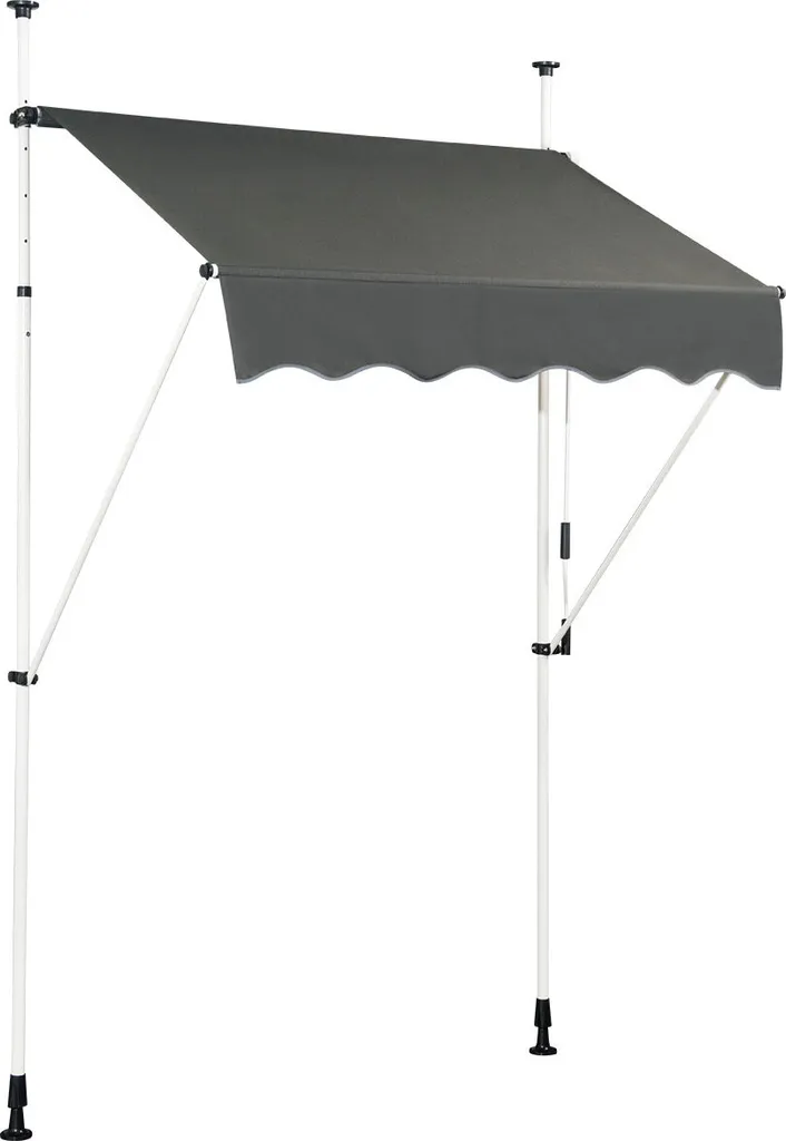 Marquise à pince COSTWAY 150cm Store de balcon réglable sans perçage Gris