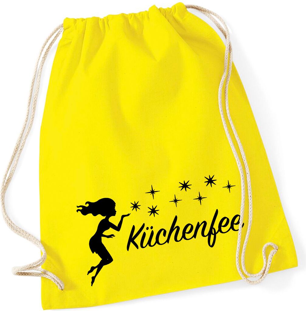 Huuraa Turnbeutel Küchenfee Sternenstaub 12 Liter Yellow Baumwolle Rucksack Geschenkidee