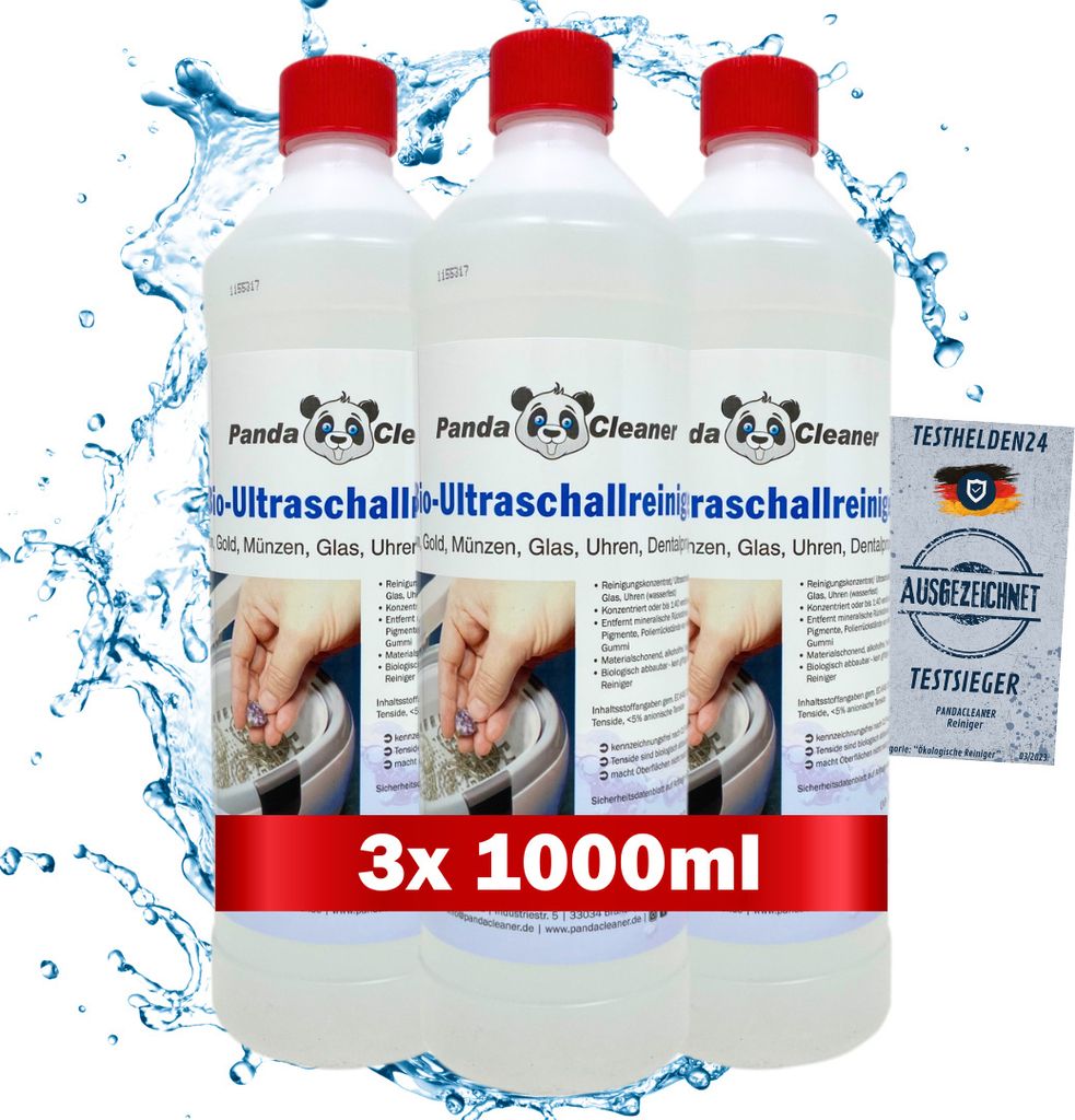 PandaCleaner Ultraschallreiniger für Ultraschallbad - 3000ml Konzentrat für Brillen & Dentalprodukte - -Ultraschallreiniger