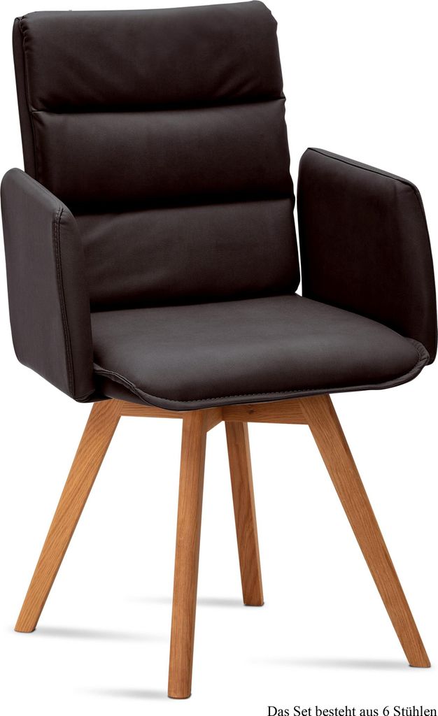 Armlehnstuhl (6er-Set) Dodie 52x92x60 Eiche geölt/Espresso