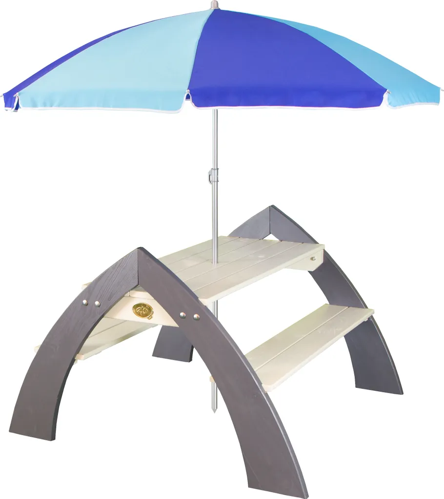 AXI Kylo XL Table Pique-Nique Enfant en Bois Gris et Blanc avec Parasol