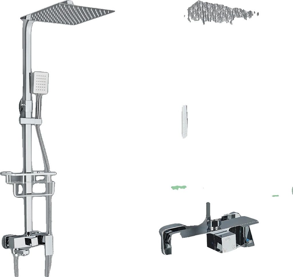 Regendusche Badezimmerarmatur Set, Dual-Handle Mischbatterie, Messingkonstruktion, Chrom D 12 Zoll