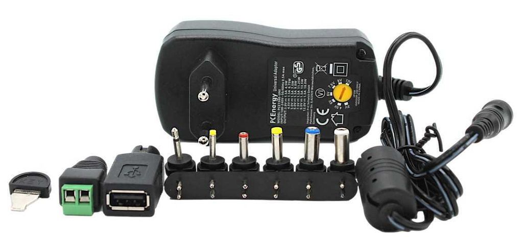 Universal Steckernetzteil, 3-12V DC, 2,25A, 27W mit 6 Steckern + USB & Terminal Adapter
