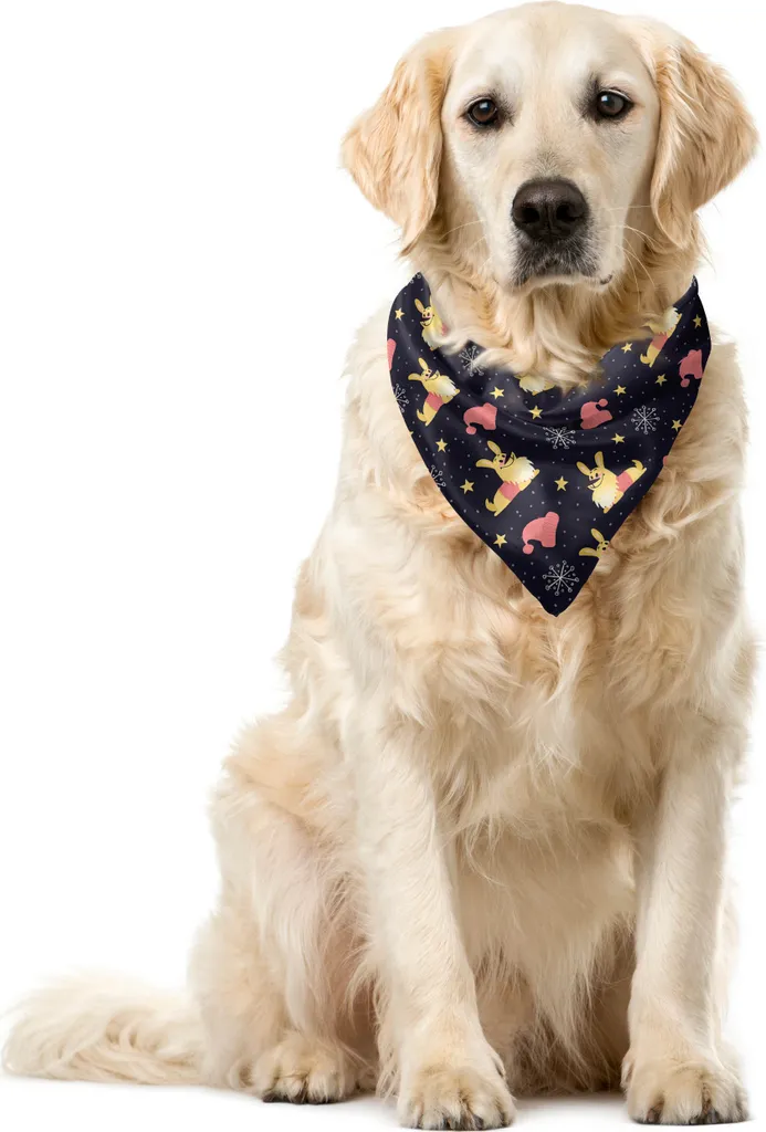 ABAKUHAUS Bandana Cani Rosa Scuro 55x55 cm - Accessorio Stile Snowy Dog
