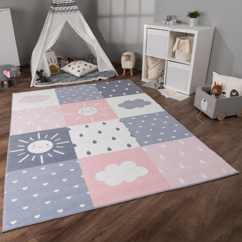 Teppich Kinderzimmer Kinderteppich Kurzflor Rutschfest Produktbild 2