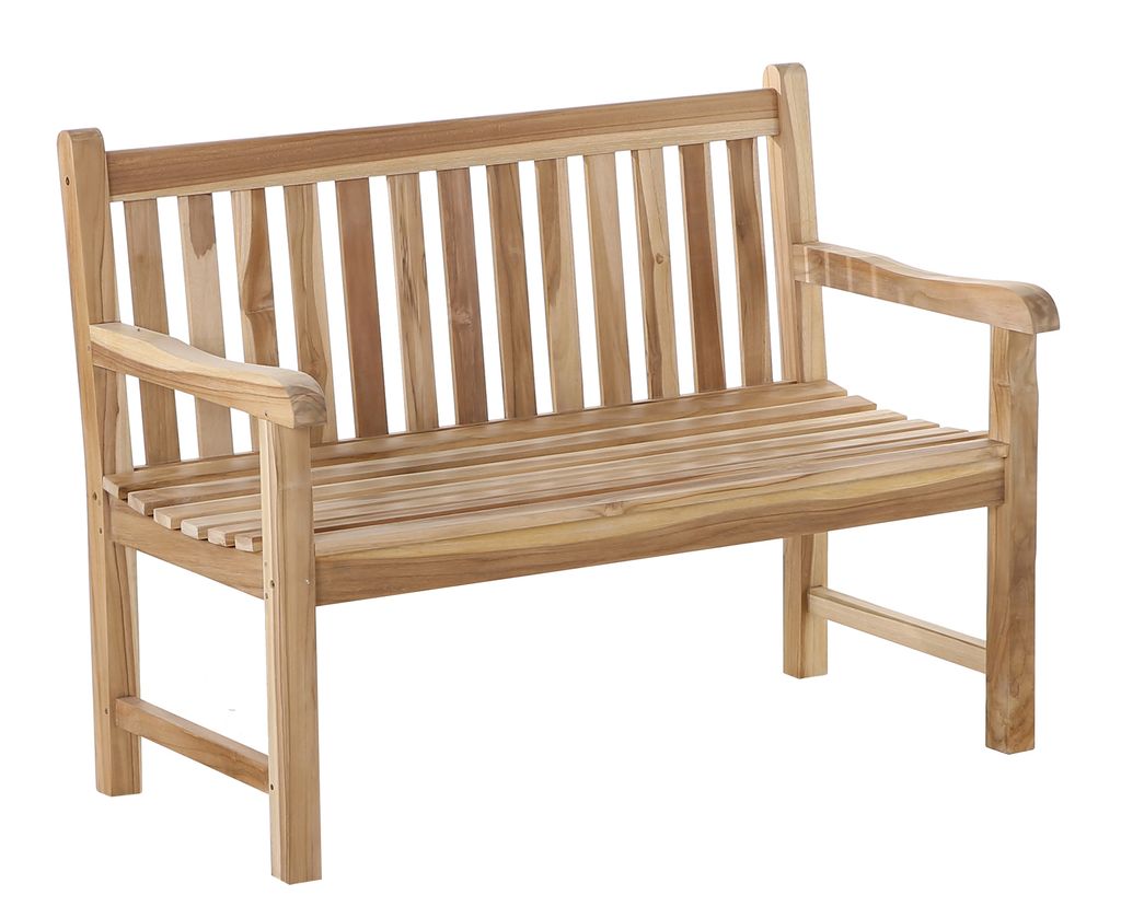 Gartenbank Teak-Holz 120 cm 2 Sitzer JAVA Produktbild 