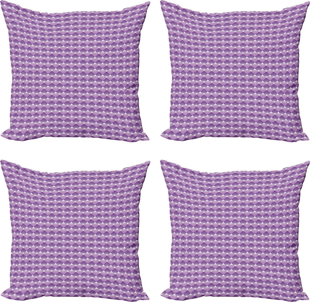 ABAKUHAUS Geometrisch Kissenbezug Set (4 Stück), Rauten mit Linien, Moderner Doppelseitiger Digitaldruck, 45 cm x 45 cm, Lavendel-lila