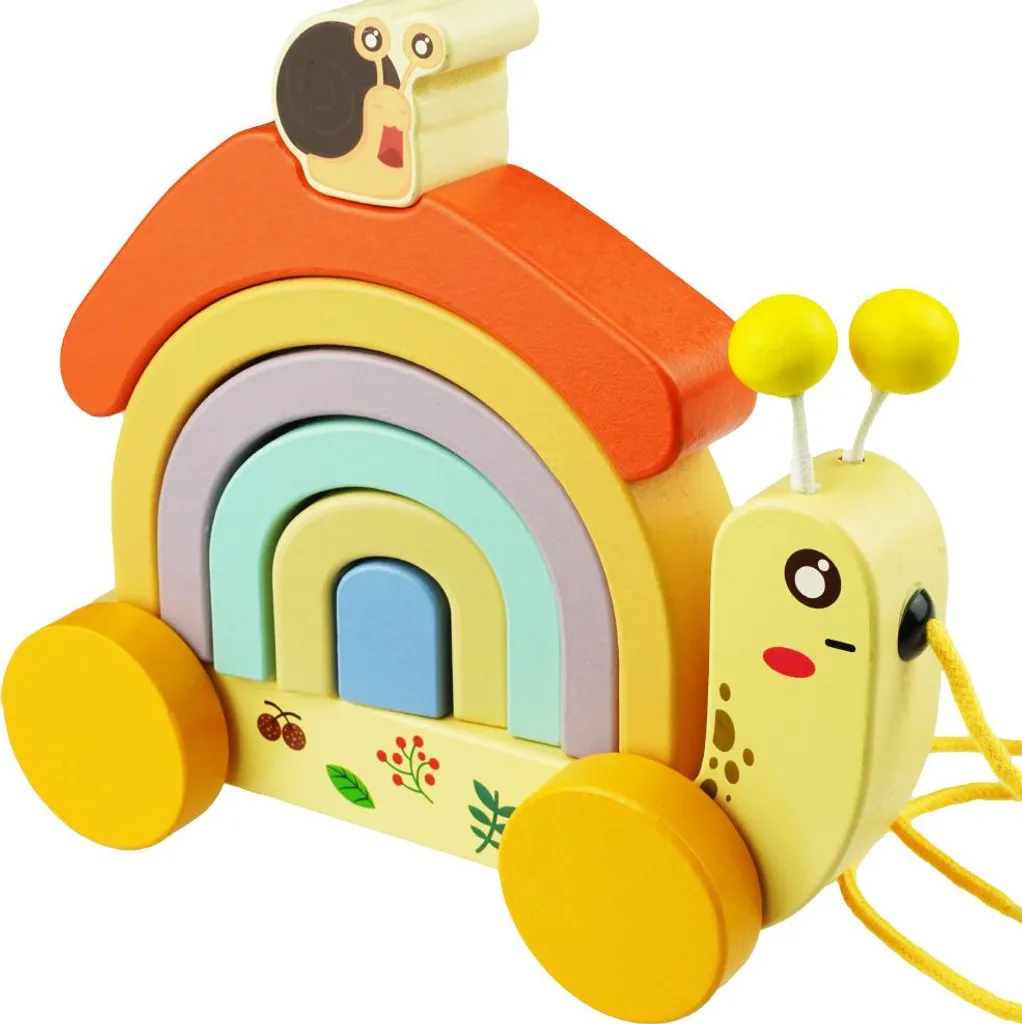 Jouet à tirer Escargot Puzzle 3D Bois - Jeu de marche et construction