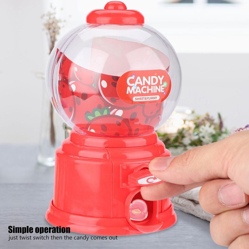 Tragbare Kinder Süßigkeiten Maschine Kunststoff Mini Gumballs Dispenser Kinder Kindergarten Geschenk (Rot)