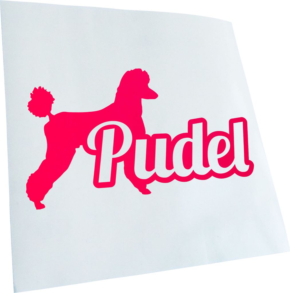 Kiwistar - Autoaufkleber - Pudel mit Name Caniche Dog Heckscheibenaufkleber - Aufkleber für Auto Kfz Fahrrad, LKW, Truck Mofa