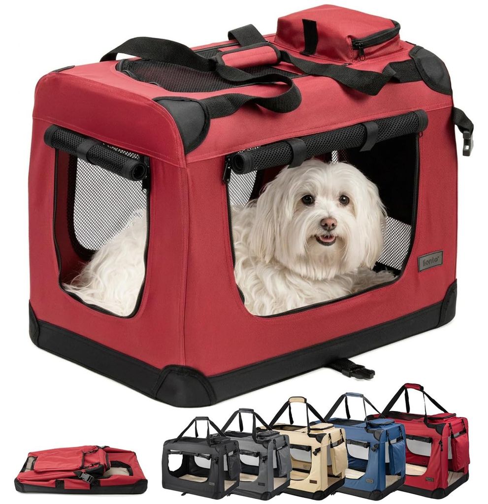 lionto Hundetransportbox, Faltbar, für Reise & Auto, Produktbild 