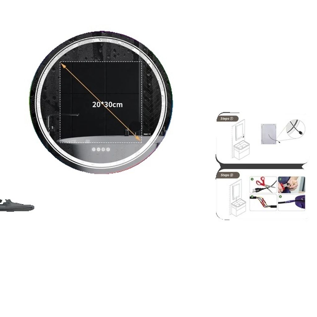 Badezimmerspiegel, RGB-Farbwechsel-LED, Anti-Beschlag-Technologie, 24 Zoll