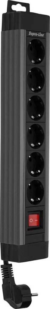REV Multiprise 6x Supraline Anthracite avec Câble 2,4m et Interrupteur