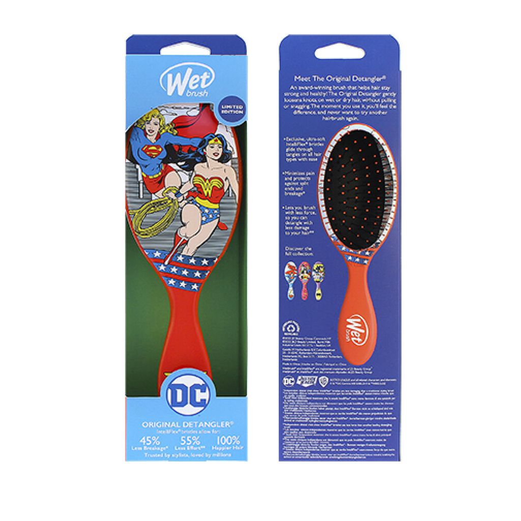 WetBrush Original Detangler Hairbrush with Ultra Soft Intelliflex Bristles Justice League Supergirl and Wonderwoman DC Comics Range