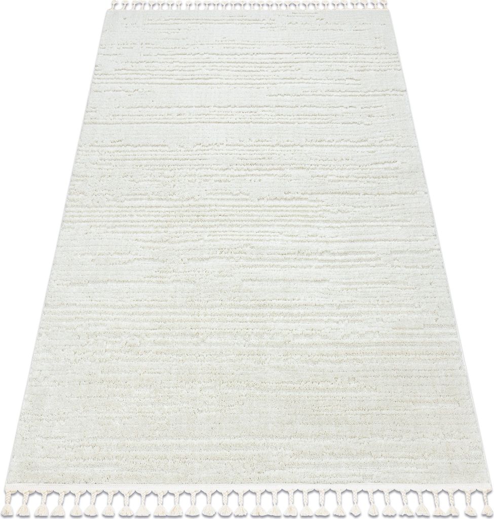 Teppich SEVILLA AC53B Streifen weiß Franse berber marokkanisch shaggy Weiß 140x190 cm