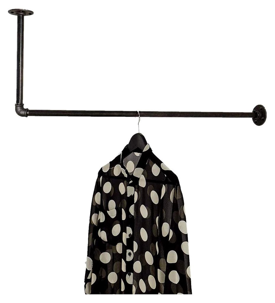 Kleiderstange zur Decken- und Wandmontage schwarz - Garderobenstange in verschiedenen Größen, z.B. 60 x 70 cm - Garderobe im Industrial Design ha...