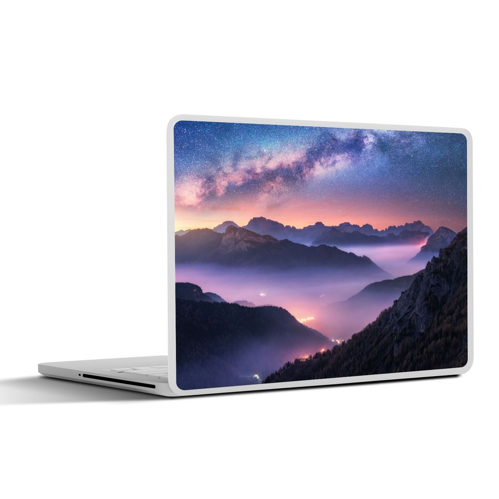 MuchoWow Laptop Aufkleber Sticker Cover Berge - Sternenhimmel - Nebel 36.5x27.5 cm - Laptop-Sticker