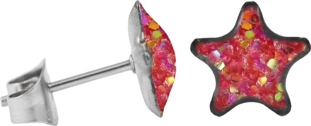 Ohrstecker Chirurgenstahl glitzernder Stern Farbe - Pink-Aurora Borealis