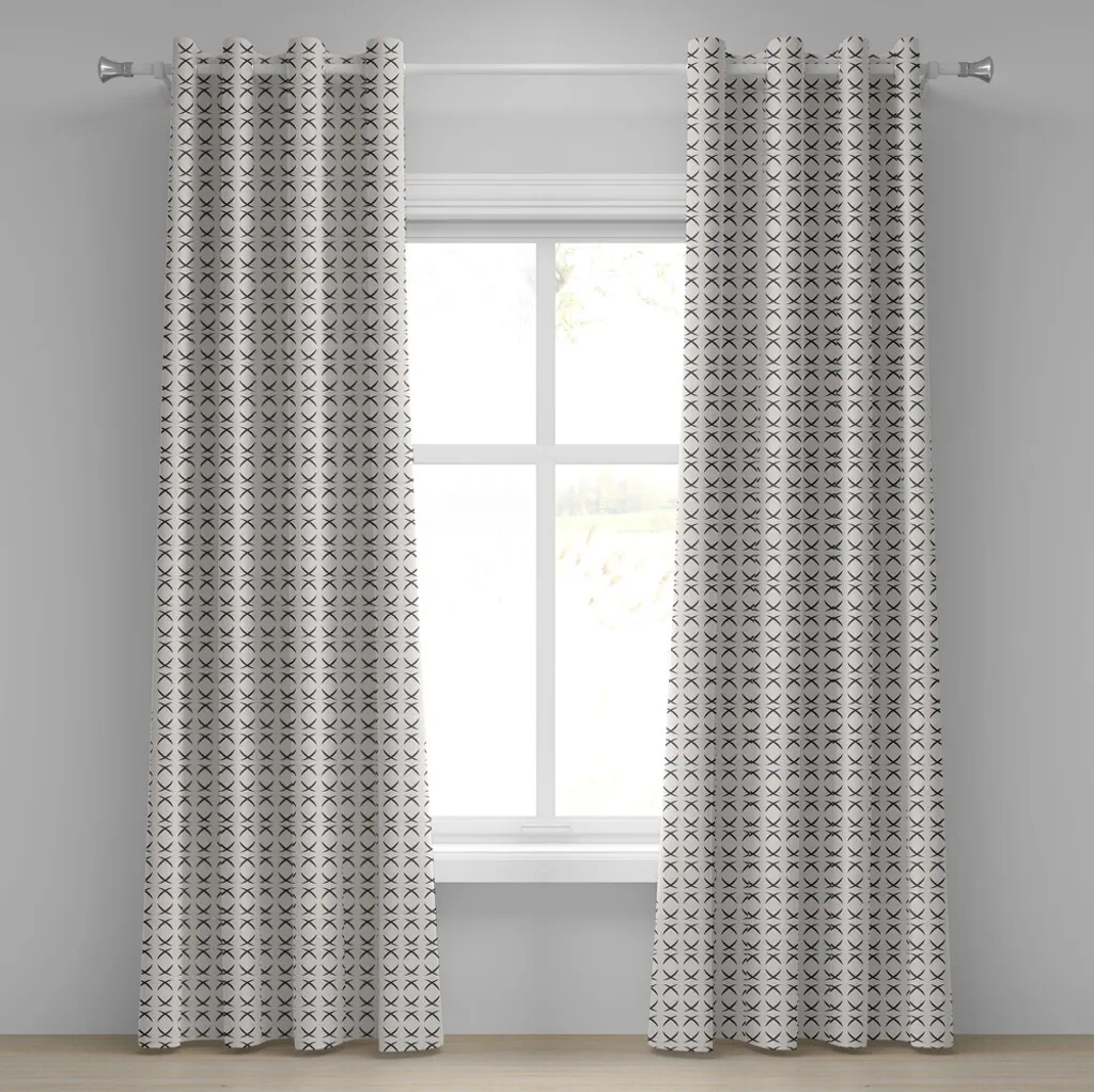 Rideau de salon design géométrique gris anthracite 280 cm x 245 cm