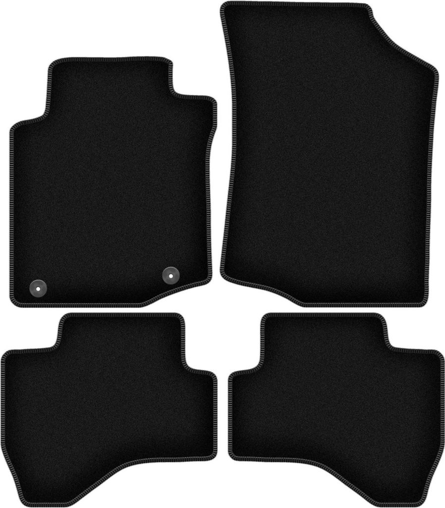 Wielganizator Velours-Autoteppiche – passend für Citroen C1 I (Schrägheck, Bj. 2005-2014) – schwarz, passgenau, mit Befestigungen set 4 Stk.
